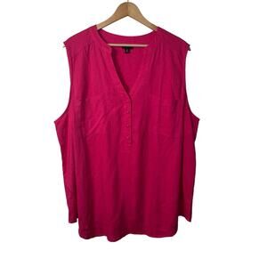Torrid Solid Pink V-Neck Sleeveless Top Size 2